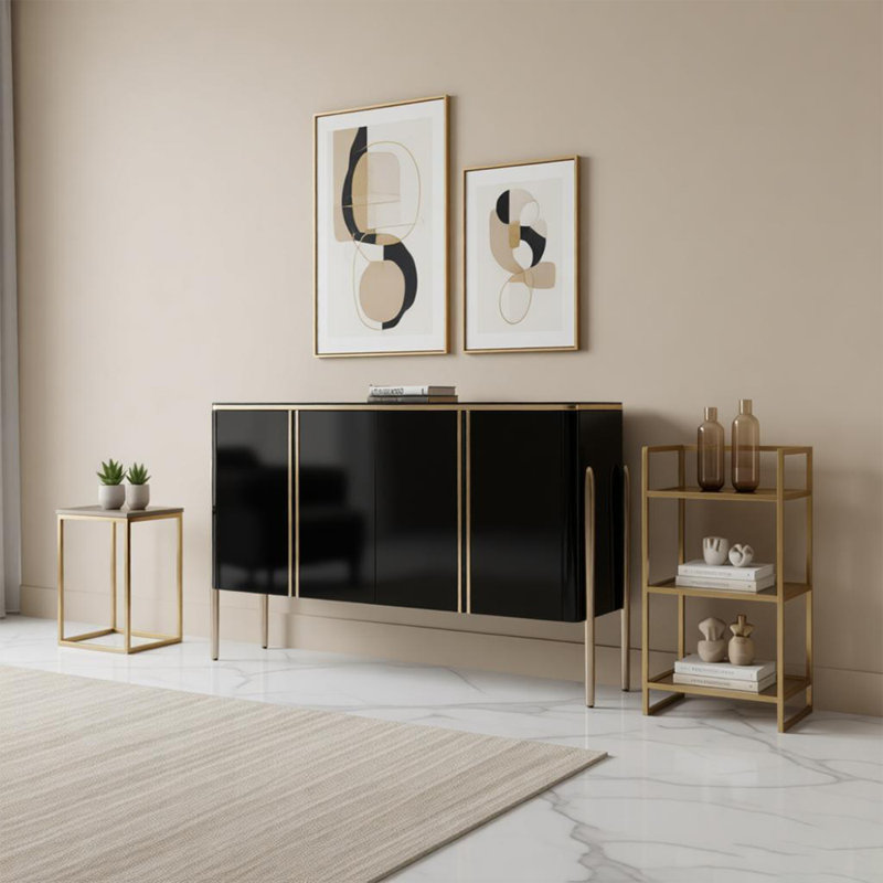 Armoire de hall d'entrée moderne de luxe, H 35,43 po x l 47,24 po x P 15,75 po, Noir