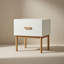Table de chevet blanche moderne avec tiroir et pieds en bois, table de chevet minimaliste avec poignée pour chambre à coucher, salon, appartement