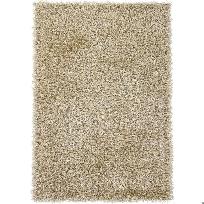 Heston Authentic Hand Woven Handmade Beige Modern Abstract Polyester Shag Area Rug