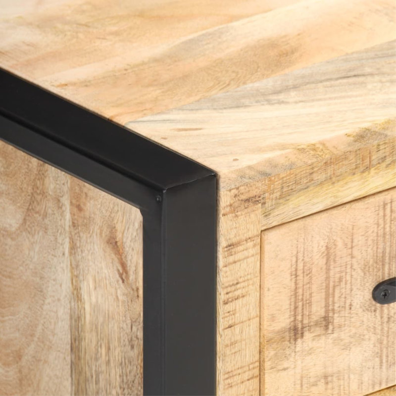 Armoire de chevet en bois de manguier massif 15,7 po x 13,8 po x 21,7 po