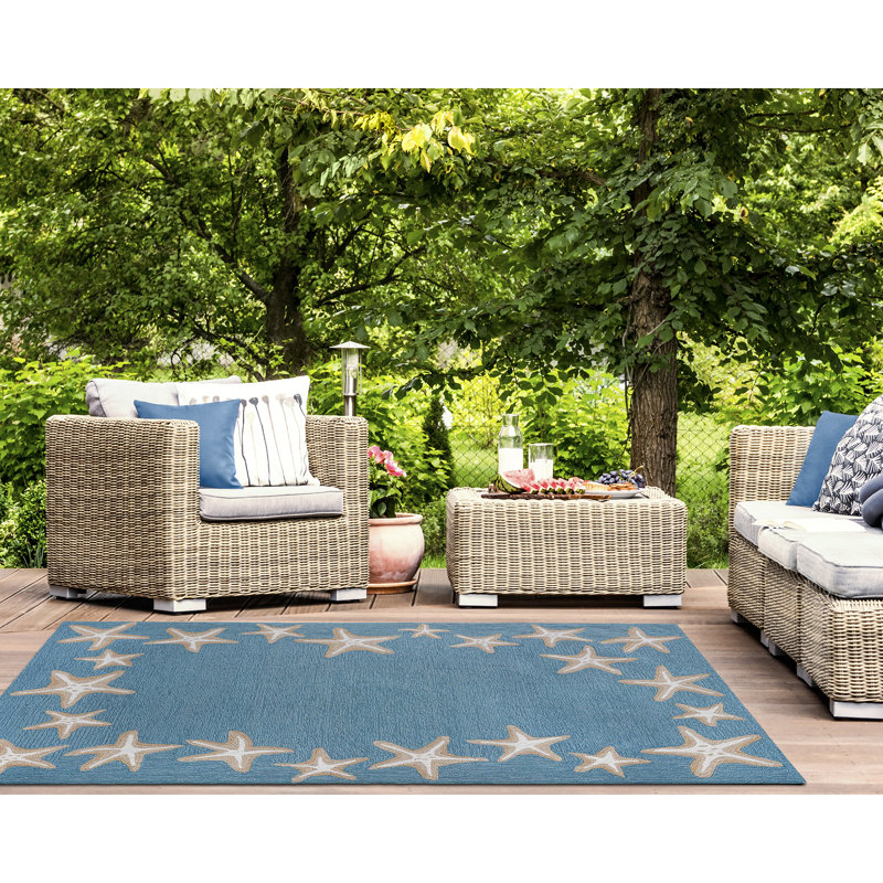 Tapis intérieur / extérieur touffeté à la main Vogt Aqua, Rectangle 7 pi 6 po x 9 pi 6 po