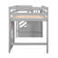 Lit mezzanine simple avec escalier de rangement et fenêtre joyeuse en bois gris pour une chambre à coucher ludique-648025436