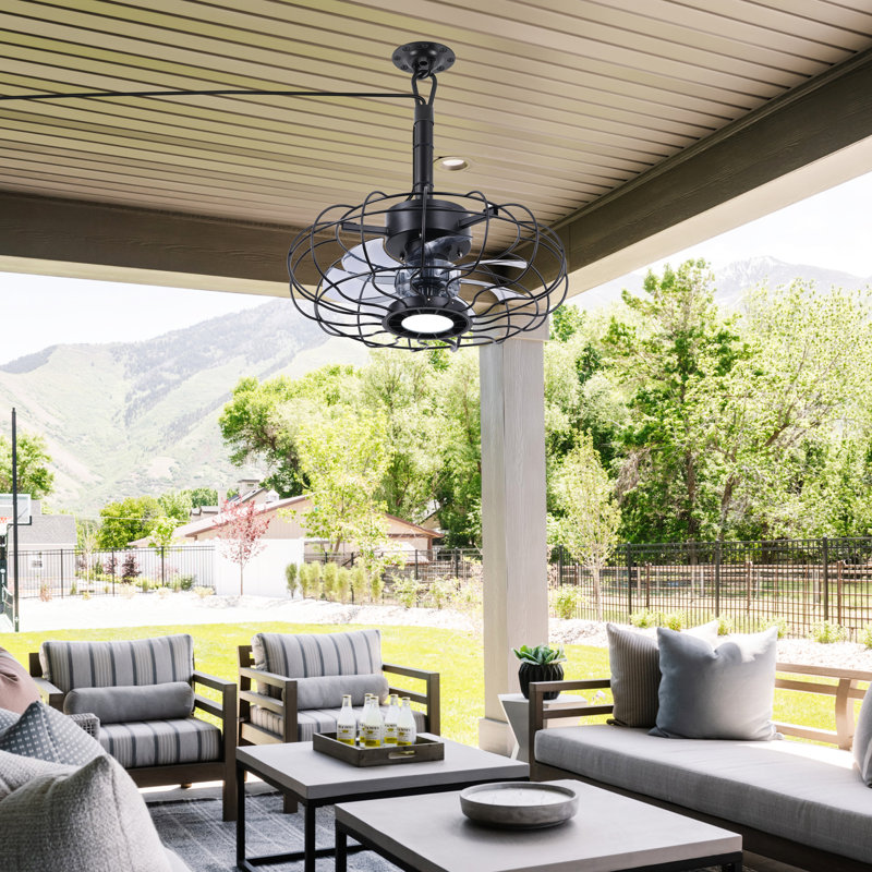 Ventilateur de plafond d'extérieur 15 po avec lumières DEL - Étanche ,