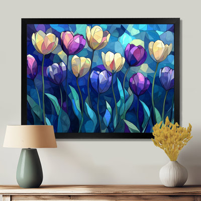 Scoggins, velours bleu ciel, champ de tulipes - tulipes, art mural