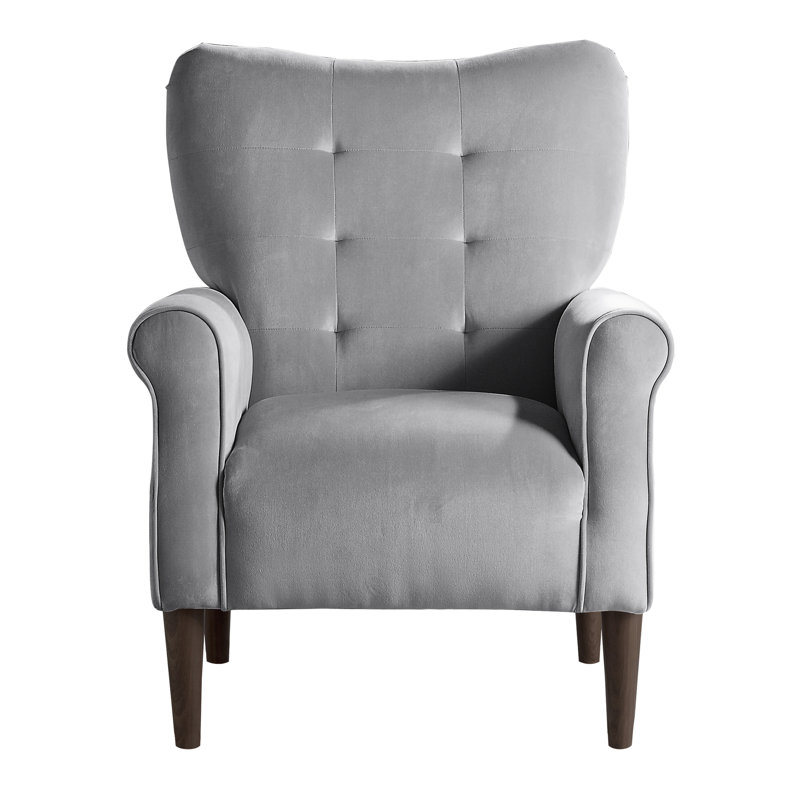 Fauteuil d'appoint rembourré en velours gris foncé, assise pratique d'une longueur de 31,5 po