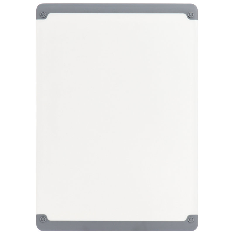 Oster Bergen 17x12 Inch Rectangular Plastic Cutting Board in White with Non-Slip Feet