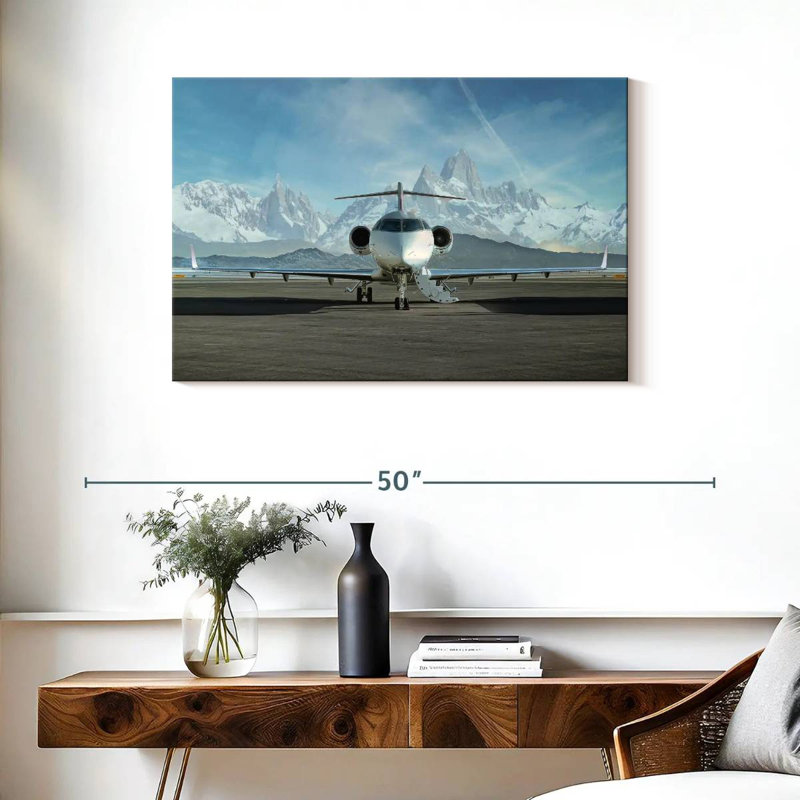 Mehar Snowy Mountains Private Jet, 24" H x 36" W