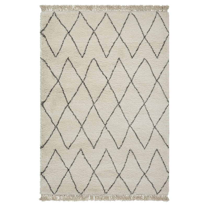 Machine Woven Cream/Grey Rug, Rectangle 120 x 170cm