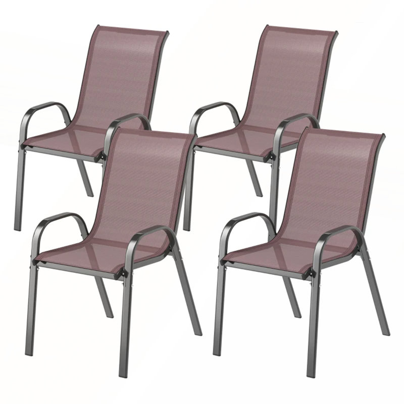 Outdoor Mesh Chairs Set of 4, Stackable Design for Space-Saving and Comfortable Seating for Patio and Deck Use, Hot Pink
