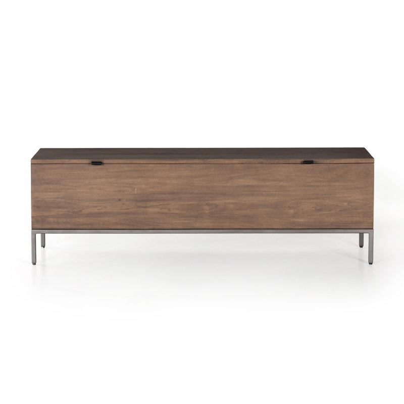 Elamin Blanket Chest, Auburn Poplar/Black Leather/Natural Iron