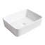 Meuble-lavabo flottant de conception moderne avec lavabo d'art en céramique, dalle de pierre plate blanche et petites tablettes de rangement, porte à fermeture douce