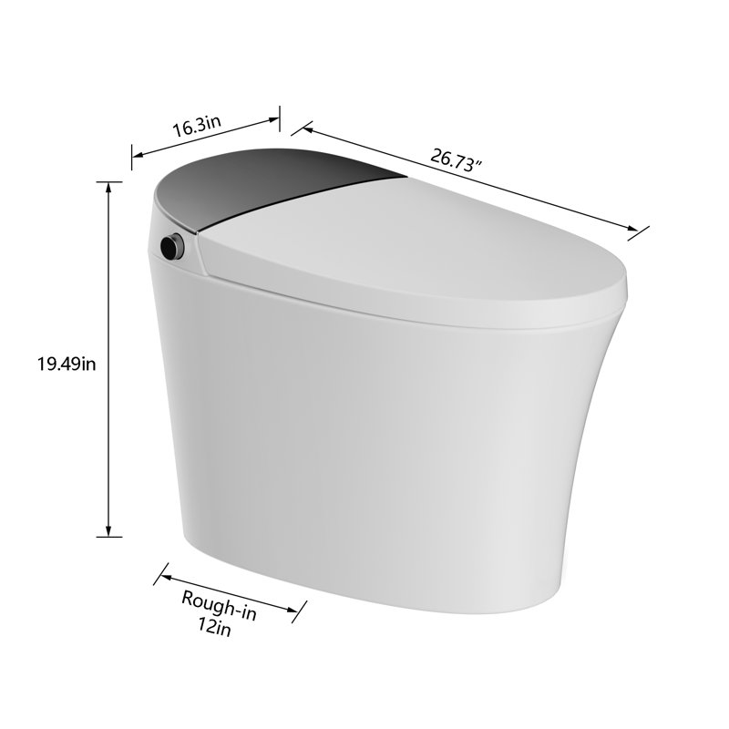 Toilette intelligente avec réservoir intégré, toilette bidet une pièce avec ouverture / fermeture automatique, siège chauffant, chasse automatique 1,08GPF, chasse occultante, stérilisation aux UV / bouclier en mousse / avancée