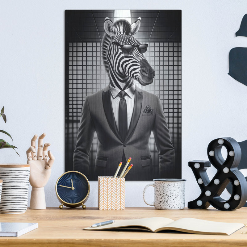 «Mr. «Zebra» par Rey Klimt, art mural en métal, H 16 po x l 12 po