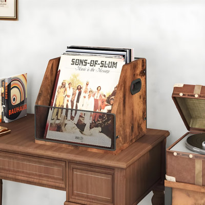 Modern Luxury Wooden Record & CD Storage Box, Desktop Display Organizer