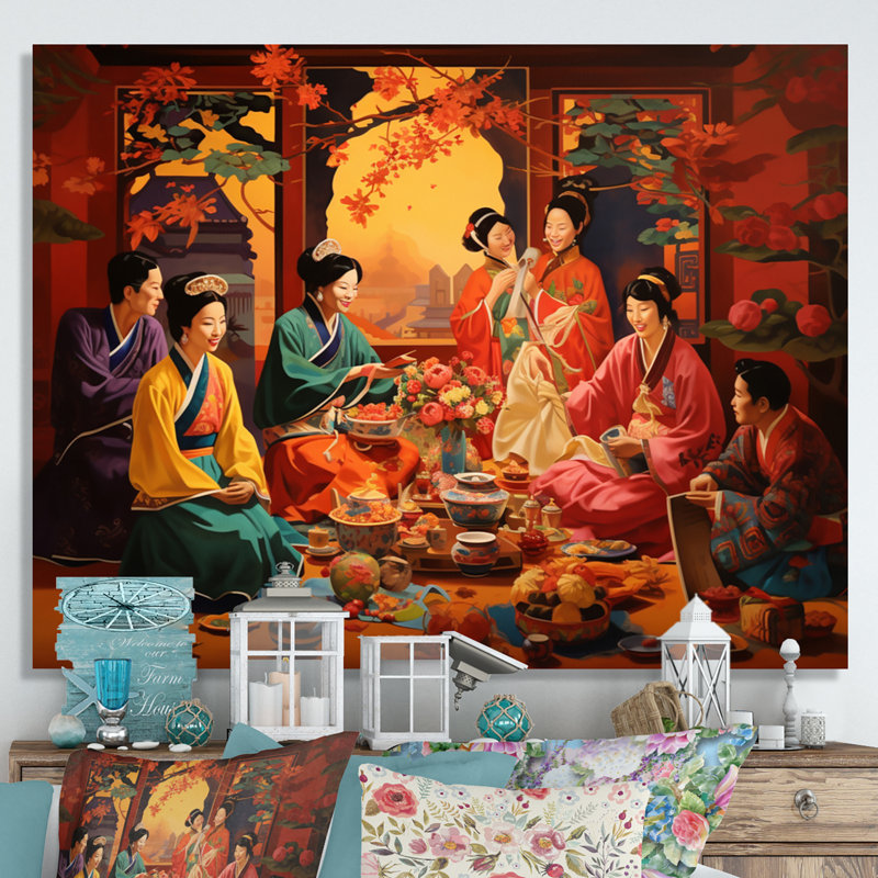 Asian Art Festive Celebration - impression, H 16 po x l 32 po x P 1 po, Toile tendue