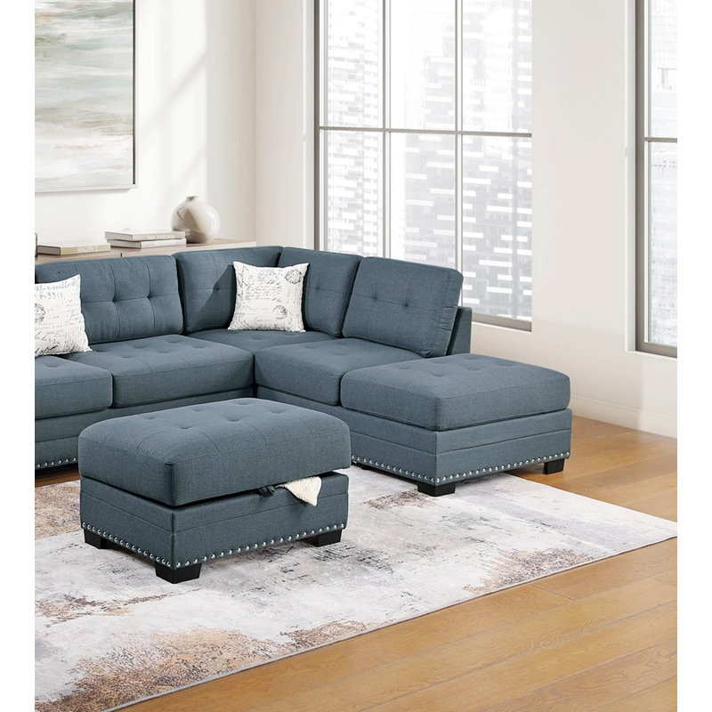 Canapé modulaire en L avec repose-pieds et canapé rembourré Living Room, Gris foncé