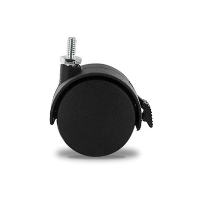 2in. Black Nylon Swivel Hooded Samson Twin Wheel Caster with Brake