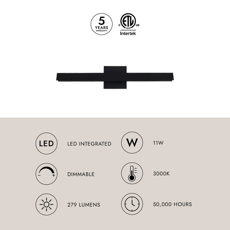 Galleria Dimmable LED Wall Mounted Picture Light, Black, 4.75" H x 23" W x 4.25" D, 2700