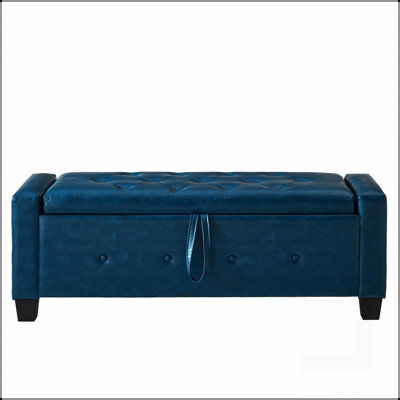 Banc avec repose-pieds 48 po avec rangement, banc pour chambre à coucher, salon, couloir, repose-pieds capitonné en similicuir capitonné