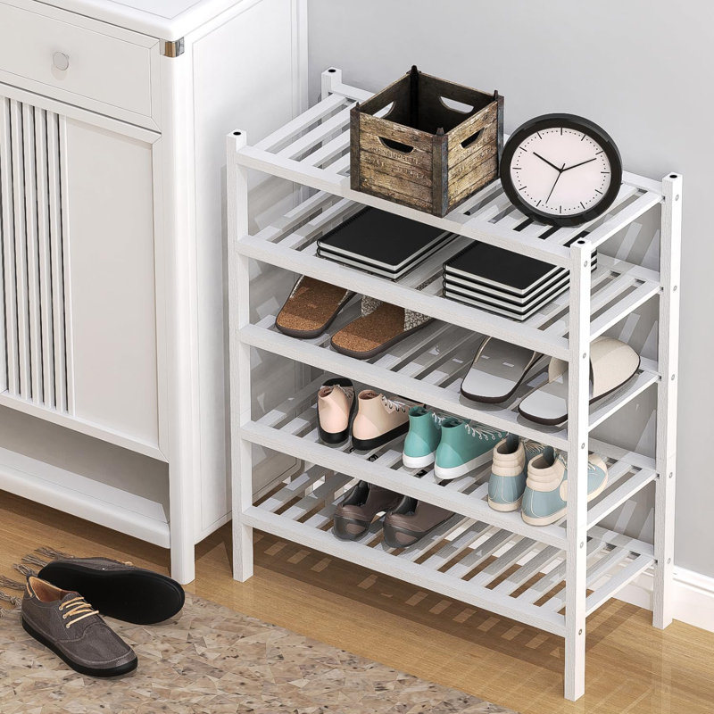 12 Pair Stackable Shoe Rack, White