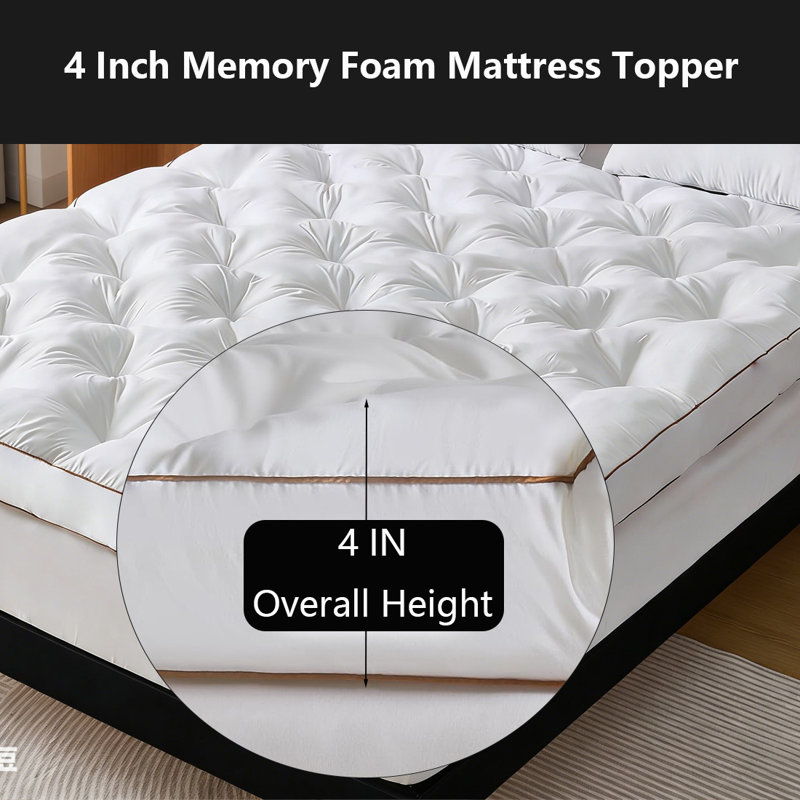 4 Inch Memory Foam Mattress Topper，Extra Soft And Breathable Pillow Top Mattress Topper, Twin