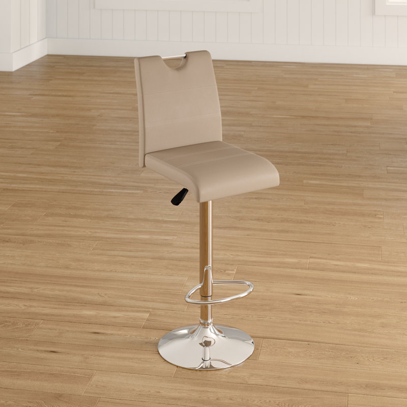 Axtyn Swivel Upholstered Adjustable Height Counter Stool with Metal Frame, Cappuccino