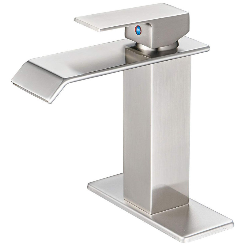 Robinet pour salle de bain à un trou Almeta, Nickel brossé, Oui