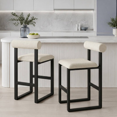 Tabouret de bar et de comptoir rembourré avec base en bois Brayden