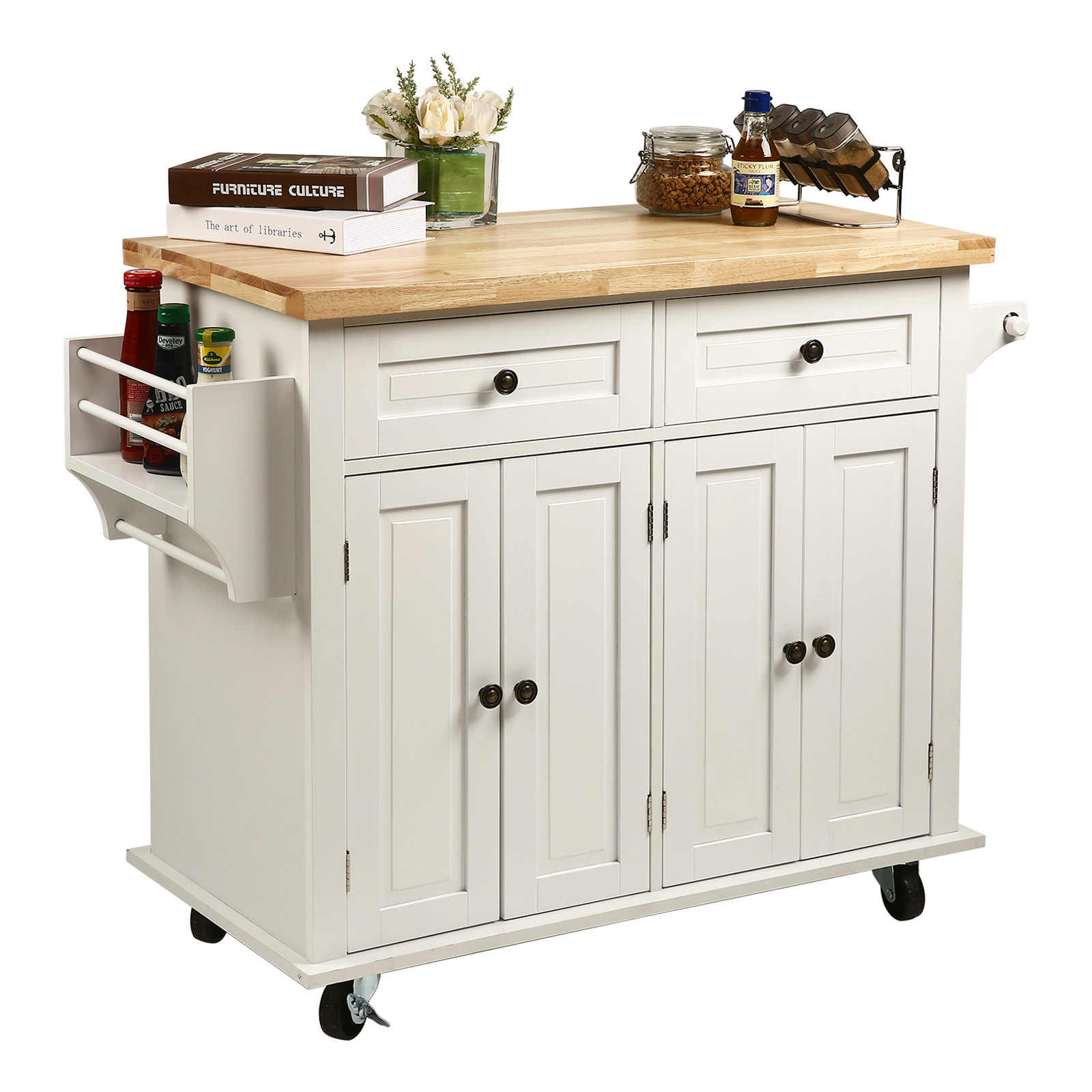 Red Barrel Studio® 43.3'''' Kitchen Island With Wheels, Spice Rackand ...