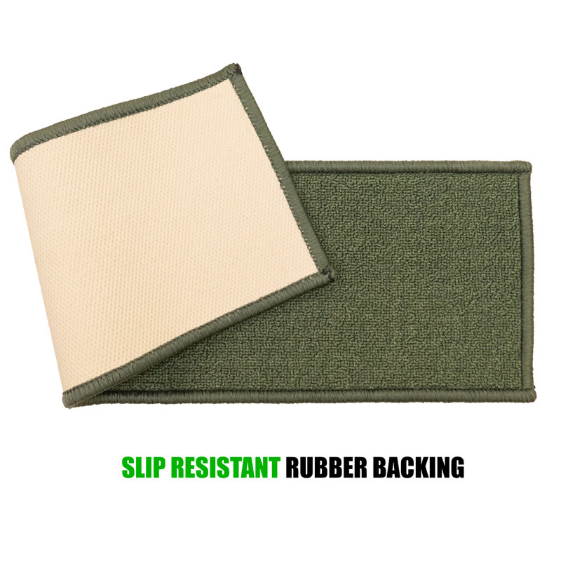 Tapis d'escalier vert uni antidérapant lavable à la machine, 13, L 26 po x l 7 po