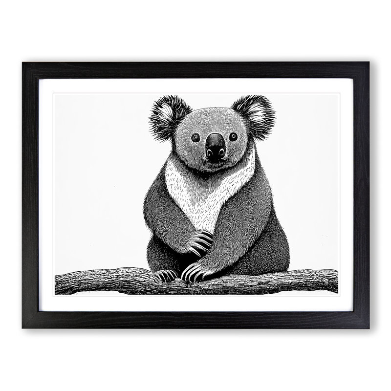 Sitting Koala Bear - Framed Print, Black