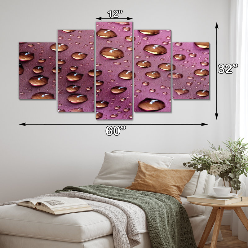 Seder Rose With Raindrops - Raindrops Canvas Print - 5 Panels