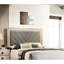 Grand lit moderne, finition crème, tête de lit tapissier gris, tête de lit classique-130576519