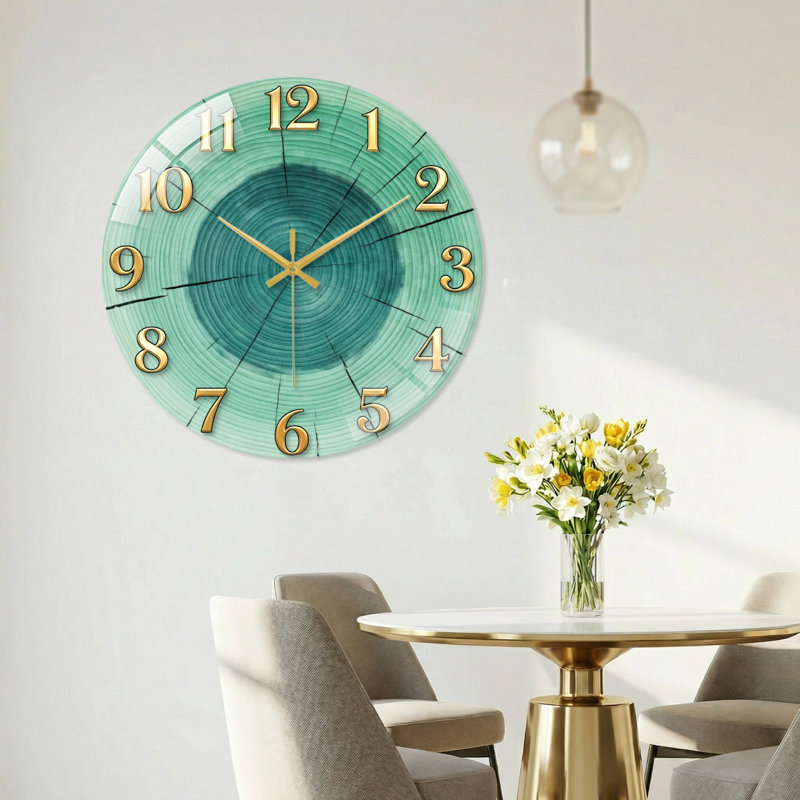 Horloge murale en verre, 60 x 60 cm (23,6 x 23,6 pouces)