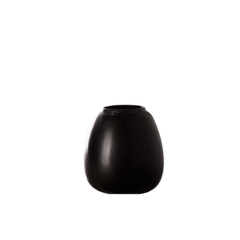 Ceramic Tall Round Vase with Narrow Mouth Matte Finish Black..6.50"x6.50"x6.75"H
