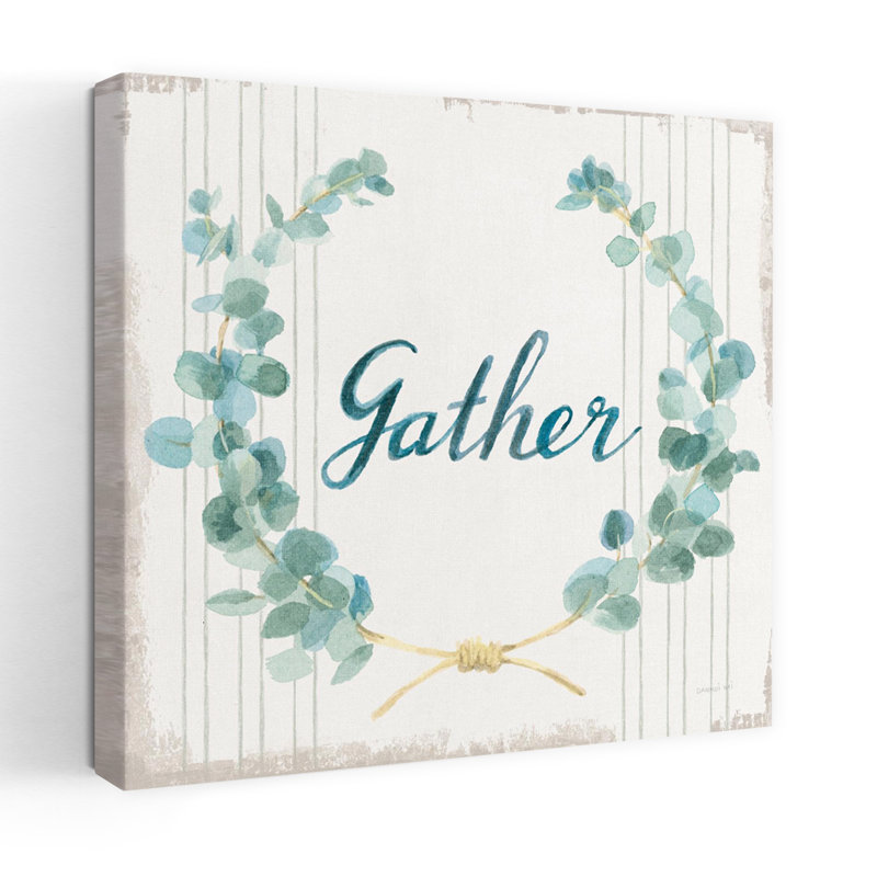 Contemporary Floursack Home Ix Gather Sage with Blue Cottage Art, H 18 po x l 18 po