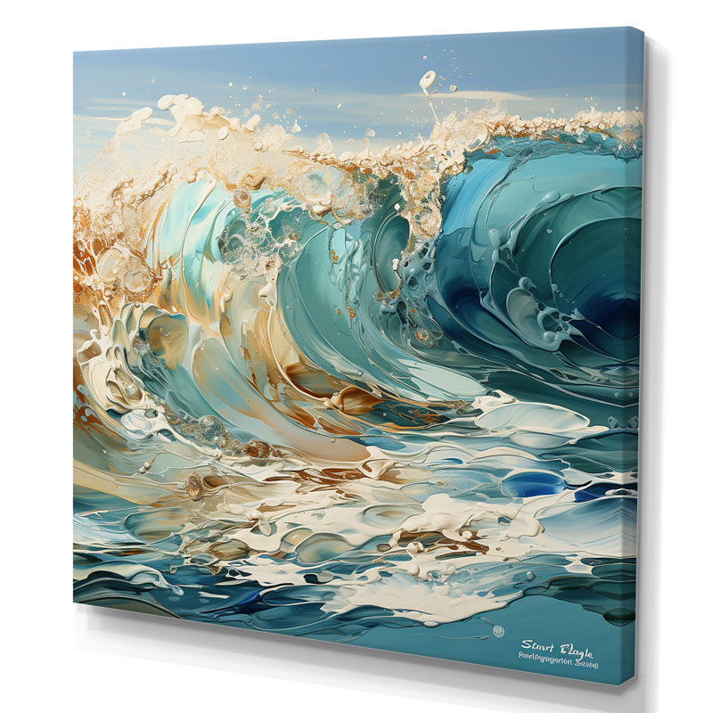 «Ocean Charm liquid Wave Art II», art mural océan, H 36 po x l 36 po x P 1,5 po, Toile tendue
