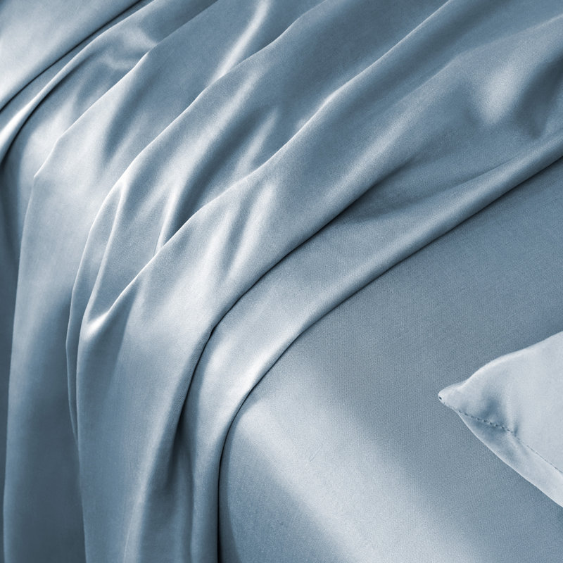 Sateen Sheet Set, Queen Sheet Set + Fitted Sheet + 2 Pillowcases, Blue