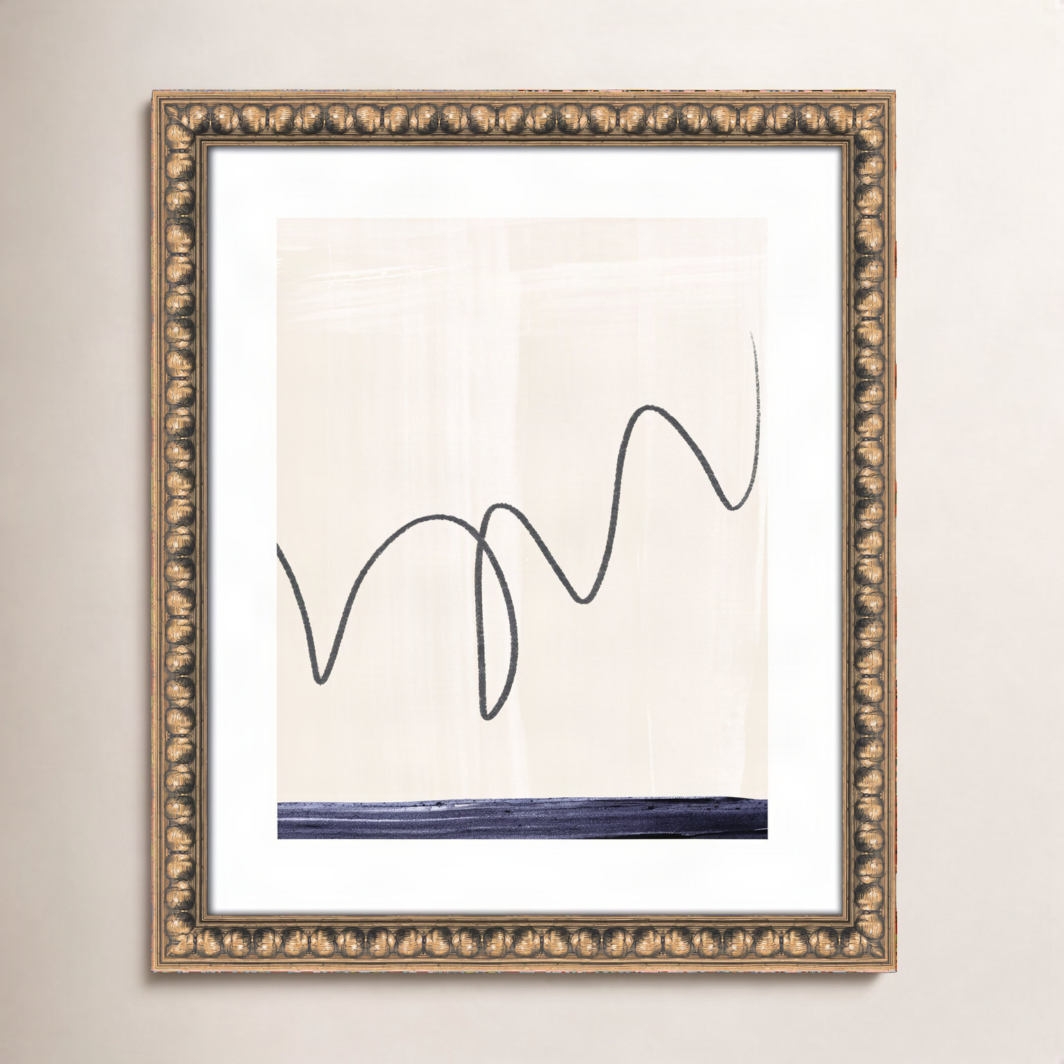 Tigerlily "Departured II" Painting, 20" H x 17" W x 1.13" D, Gold Bead Framed Paper