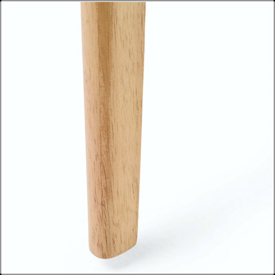 Chaise de salle à manger rembourrée en tissu avec pieds en bois d'hévéa massif - beige clair, ensemble de 2