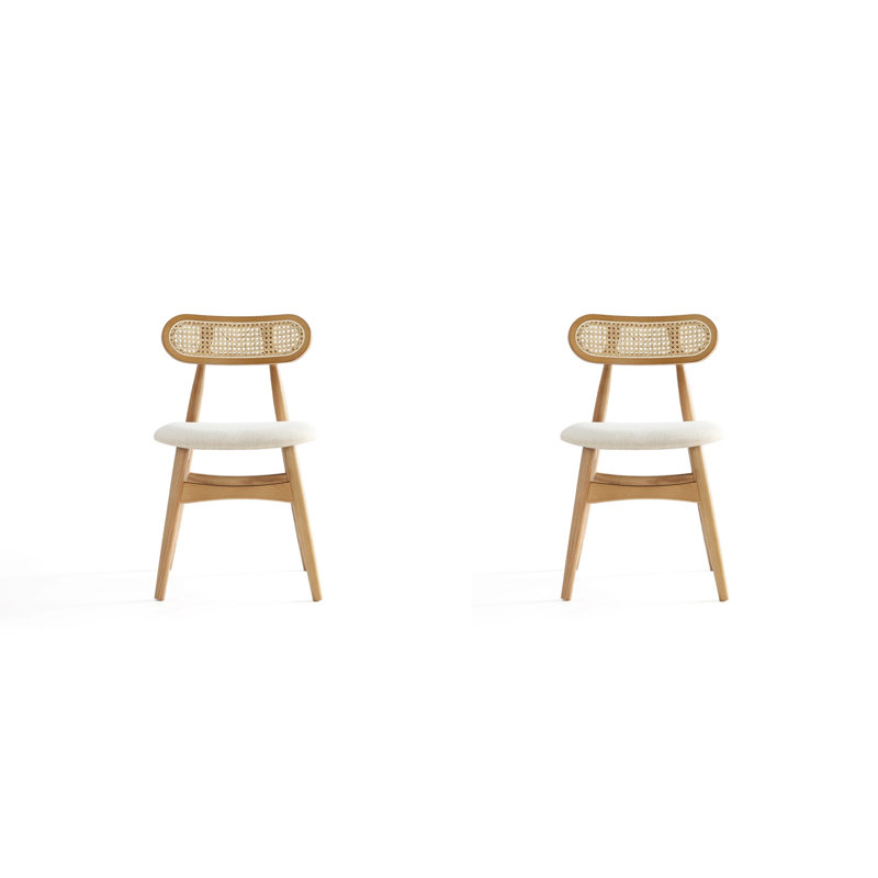 Colbert Industry Chic Upholstered Ash Wood Dining Side Chair in Natural, Beige/White 