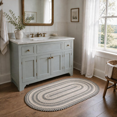 Tapis réversible haut de gamme en jute tressé Birch, couleur ivoire/gris