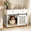 Cage pour chien moderne moderne de 38,2 po avec deux tiroirs, une porte de grange coulissante et des roues verrouillables, idéale comme table de bout pour les petits et moyens chiens