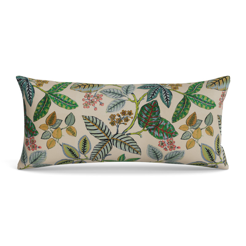 Lanai Embroidered Cotton Reversible Throw Pillow