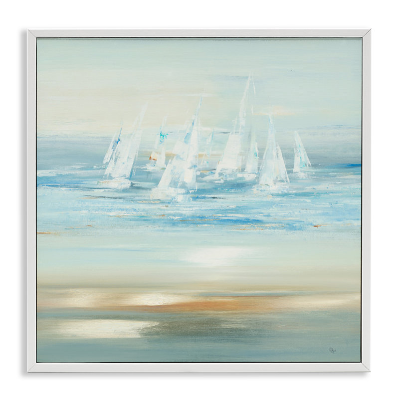 «Giclee Art» par Lisa Ridgers, Estampe numérique encadrée blanc bord de mer, H 17 po x l 17 po