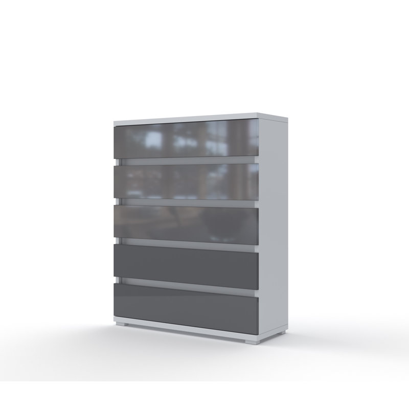 Fynlay 90cm W 5 - Drawer Chest of Drawers, White Gloss