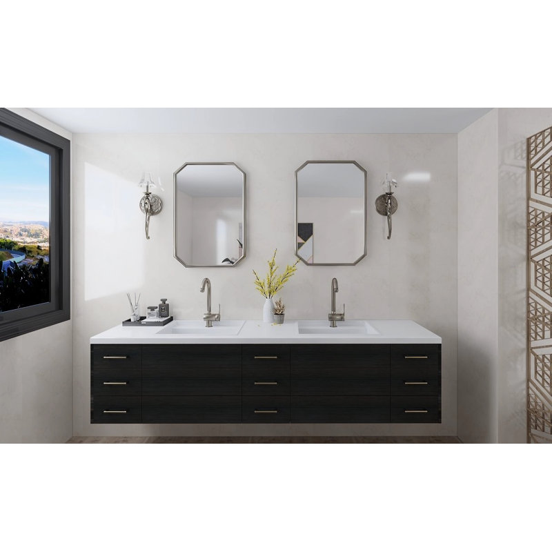 Meuble-lavabo double 87,5 po Richmond, prêt à installer, Chêne Mossy