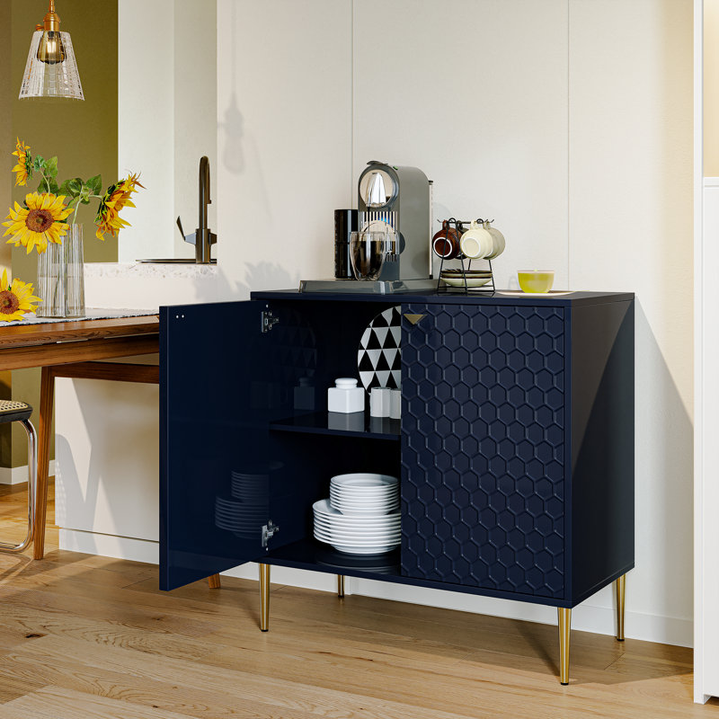 Buffet décoratif 2 portes H 32 po, Bleu