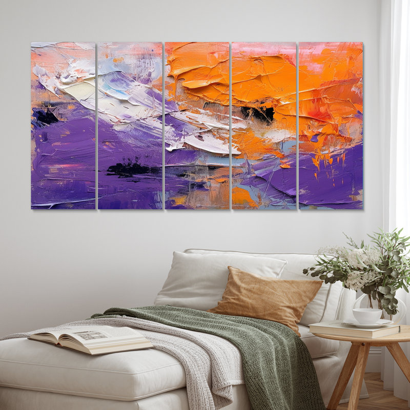 Evolving Movements Abstract Expressionism II - Abstract Canvas Wall Art - 5 Equal Panels
