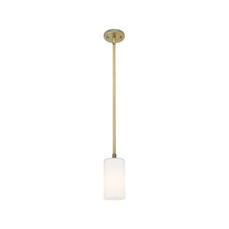 Luminaire suspendu Crown Point Light, Laiton brossé, H 8,38 po x l 4,5 po x P 4,5 po, Blanc mat